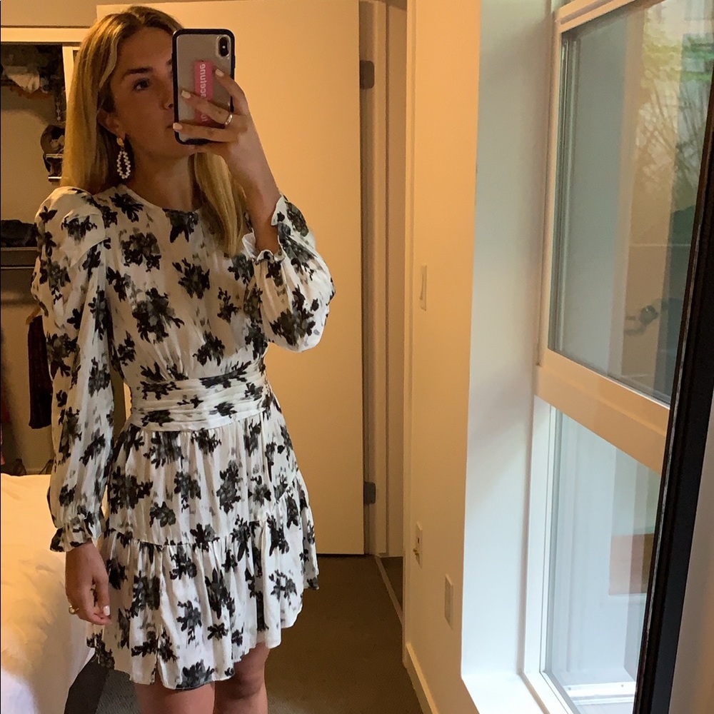 Zara white floral mini dress